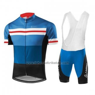 2018 Fahrradbekleidung Loffler Shwarz Blau Trikot Kurzarm und Tragerhose