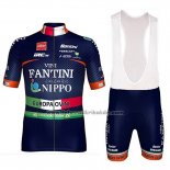 2018 Fahrradbekleidung Nippo Vini Fantini Europa Ovini Dunkel Blau Trikot Kurzarm und Tragerhose