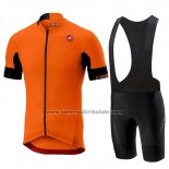 2019 Fahrradbekleidung Castelli Aero Race Orange Trikot Kurzarm und Tragerhose
