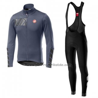 2019 Fahrradbekleidung Castelli Raddoppia 2 Grau Silber Trikot Langarm und Tragerhose