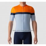 2019 Fahrradbekleidung La Passione Orange Blau Trikot Kurzarm und Tragerhose