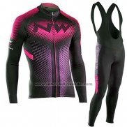 2019 Fahrradbekleidung Northwave Shwarz Rosa Trikot Langarm und Tragerhose