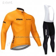 2019 Fahrradbekleidung STRAVA Orange Trikot Langarm und Tragerhose