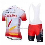 2021 Fahrradbekleidung Cofidis Wei Rot Trikot Kurzarm und Tragerhose