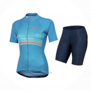 2021 Fahrradbekleidung Frau Pearl Izumi Azurblau Trikot Kurzarm und Tragerhose