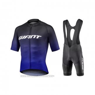 2021 Fahrradbekleidung Giant Shwarz Volett Trikot Kurzarm und Tragerhose