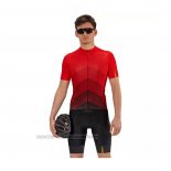 2021 Fahrradbekleidung Mavic Rot Shwarz Trikot Kurzarm und Tragerhose