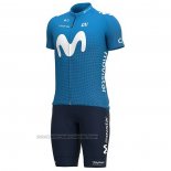 2021 Fahrradbekleidung Movistar Blau Trikot Kurzarm und Tragerhose
