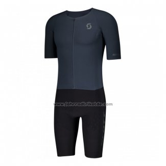 2021 Fahrradbekleidung Scott Dunkel Blau Trikot Kurzarm und Tragerhose