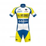 2021 Fahrradbekleidung Sport Vlaanderen-Baloise Blau Wei Gelb Trikot Kurzarm und Tragerhose