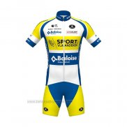2021 Fahrradbekleidung Sport Vlaanderen-Baloise Blau Wei Gelb Trikot Kurzarm und Tragerhose