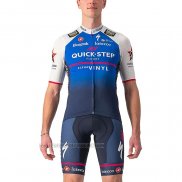 2022 Fahrradbekleidung Deceuninck Quick Step Blau Wei Trikot Kurzarm und Tragerhose