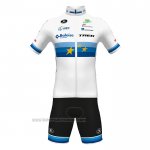 2022 Fahrradbekleidung European Champion Trek Wei Rot Trikot Kurzarm und Tragerhose