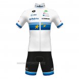 2022 Fahrradbekleidung European Champion Trek Wei Rot Trikot Kurzarm und Tragerhose