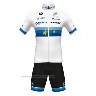 2022 Fahrradbekleidung European Champion Trek Wei Rot Trikot Kurzarm und Tragerhose