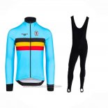 2023 Fahrradbekleidung Belgien Hellblau Trikot Langarm Und Tragerhose