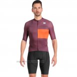 2023 Fahrradbekleidung Sportful Orange Volett Trikot Kurzarm und Tragerhose