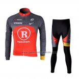 2010 Fahrradbekleidung Radioshack Orange und Grau Trikot Langarm und Tragerhose