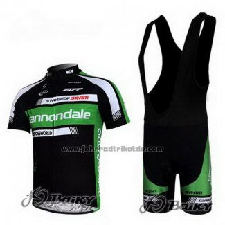 2011 Fahrradbekleidung Cannondale Shwarz und Grun Trikot Kurzarm und Tragerhose