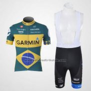 2011 Fahrradbekleidung Garmin Champion Brasilien Trikot Kurzarm und Tragerhose