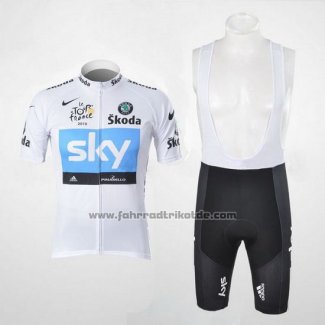 2011 Fahrradbekleidung Sky Lider Wei und Azurblau Trikot Kurzarm und Tragerhose