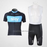 2011 Fahrradbekleidung Sky Shwarz und Azurblau Trikot Kurzarm und Tragerhose