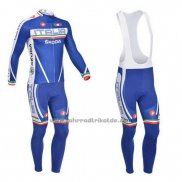 2013 Fahrradbekleidung Castelli Wei und Blau Trikot Langarm und Tragerhose