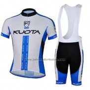 2013 Fahrradbekleidung Kuota Wei und Azurblau Trikot Kurzarm und Tragerhose