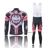 2013 Fahrradbekleidung Rock Racing Shwarz und Rot Trikot Langarm und Tragerhose