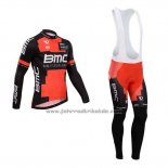 2014 Fahrradbekleidung BMC Shwarz und Rot Trikot Langarm und Tragerhose