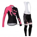 2014 Fahrradbekleidung Frau Castelli Rot und Shwarz Trikot Langarm und Tragerhose