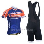 2014 Fahrradbekleidung Monton Orange und Blau Trikot Kurzarm und Tragerhose