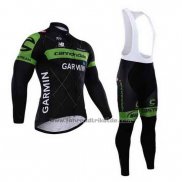 2015 Fahrradbekleidung Cannondale Grun und Shwarz Trikot Langarm und Tragerhose