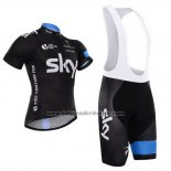 2015 Fahrradbekleidung Sky Azurblau und Shwarz Trikot Kurzarm und Tragerhose