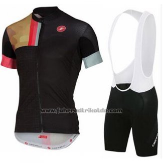 2016 Fahrradbekleidung Castelli Shwarz und Gelb Trikot Kurzarm und Tragerhose