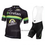 2016 Fahrradbekleidung Crelan AA Shwarz und Grun Trikot Kurzarm und Tragerhose