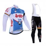 2016 Fahrradbekleidung Lotto Fix All Wei und Blau Trikot Langarm und Tragerhose