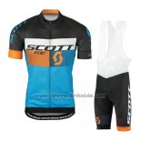 2016 Fahrradbekleidung Scott Blau und Shwarz Trikot Kurzarm und Tragerhose