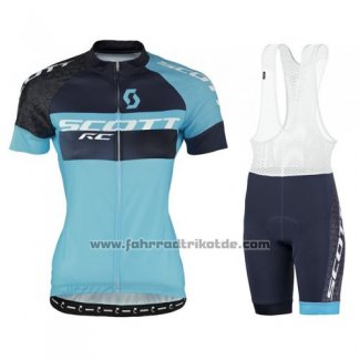 2016 Fahrradbekleidung Scott Shwarz Blau Trikot Kurzarm und Tragerhose