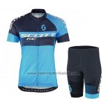 2016 Fahrradbekleidung Scott Shwarz und Blau Trikot Kurzarm und Tragerhose