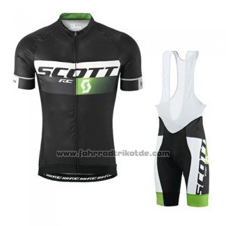 2016 Fahrradbekleidung Scott Shwarz und Grun Trikot Kurzarm und Tragerhose