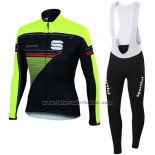 2016 Fahrradbekleidung Sportful Grun und Shwarz Trikot Langarm und Tragerhose