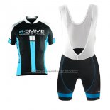 2017 Fahrradbekleidung Biemme Identity Shwarz und Blau Trikot Kurzarm und Tragerhose