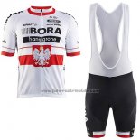 2017 Fahrradbekleidung Bora Champion Polen Trikot Kurzarm und Tragerhose