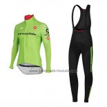 2017 Fahrradbekleidung Cannondale Grun Trikot Langarm und Tragerhose