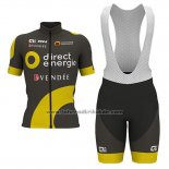 2017 Fahrradbekleidung Direct Energie Braun Trikot Kurzarm und Tragerhose