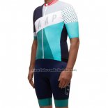 2017 Fahrradbekleidung Maap Grau und Azurblau Trikot Kurzarm und Tragerhose