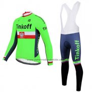 2017 Fahrradbekleidung Tinkoff Grun Trikot Langarm und Tragerhose