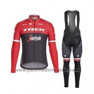 2017 Fahrradbekleidung Trek Segafredo Shwarz und Rot Trikot Langarm und Tragerhose