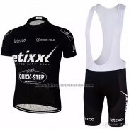 2018 Fahrradbekleidung Etixx Quick Step Shwarz Trikot Kurzarm und Tragerhose